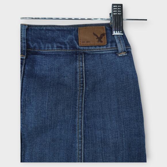 Womens American Eagle Outfitters Stretch Blue Jean Button Front Skirt Size 00 - Picture 4 of 4